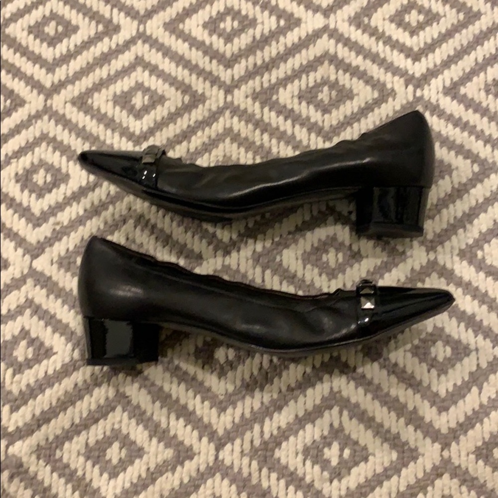 Agl Black Pointed Toe Studded Leather Pumps - Picture 2 of 8